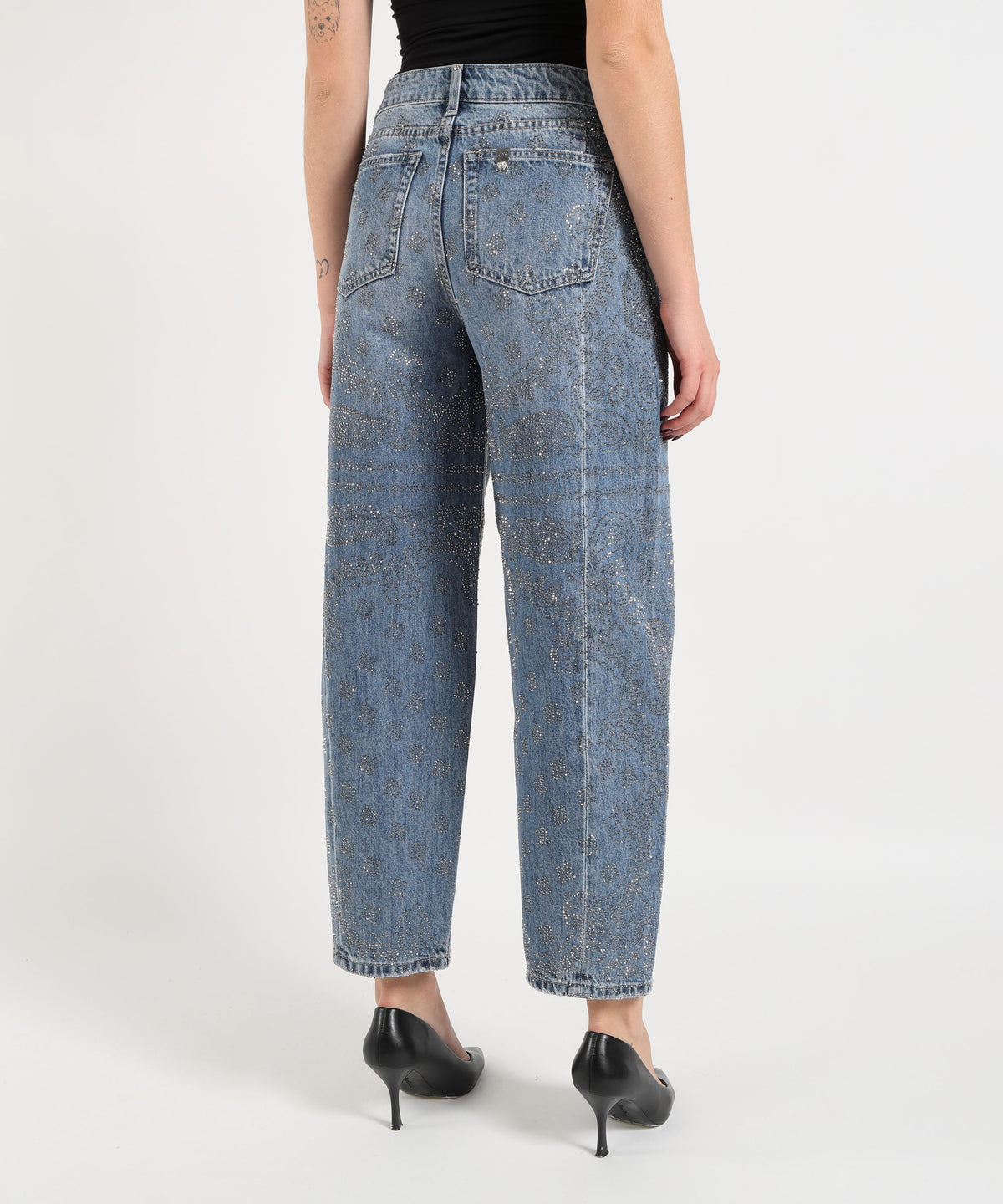 LIUJO Selected Jeans Balloon in Cotone con Strass All Over