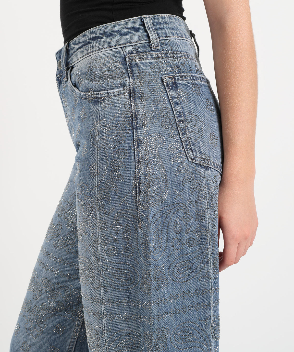 LIUJO Selected Jeans Balloon in Cotone con Strass All Over