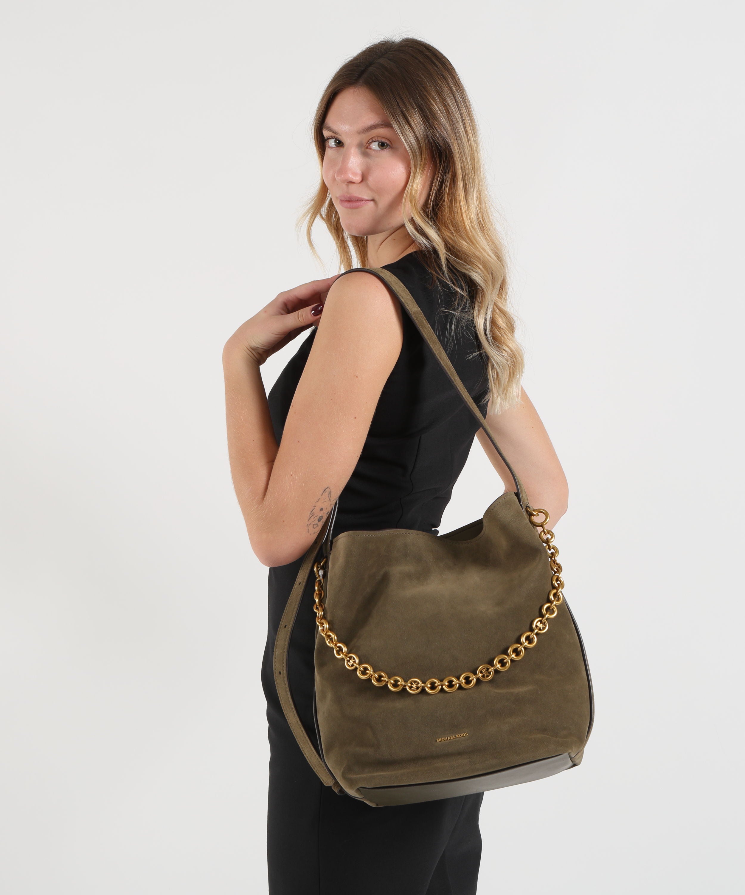 Crossbody bags MICHAEL KORS Nolita large suede bucket tote bag Verde | MICHAEL KORS