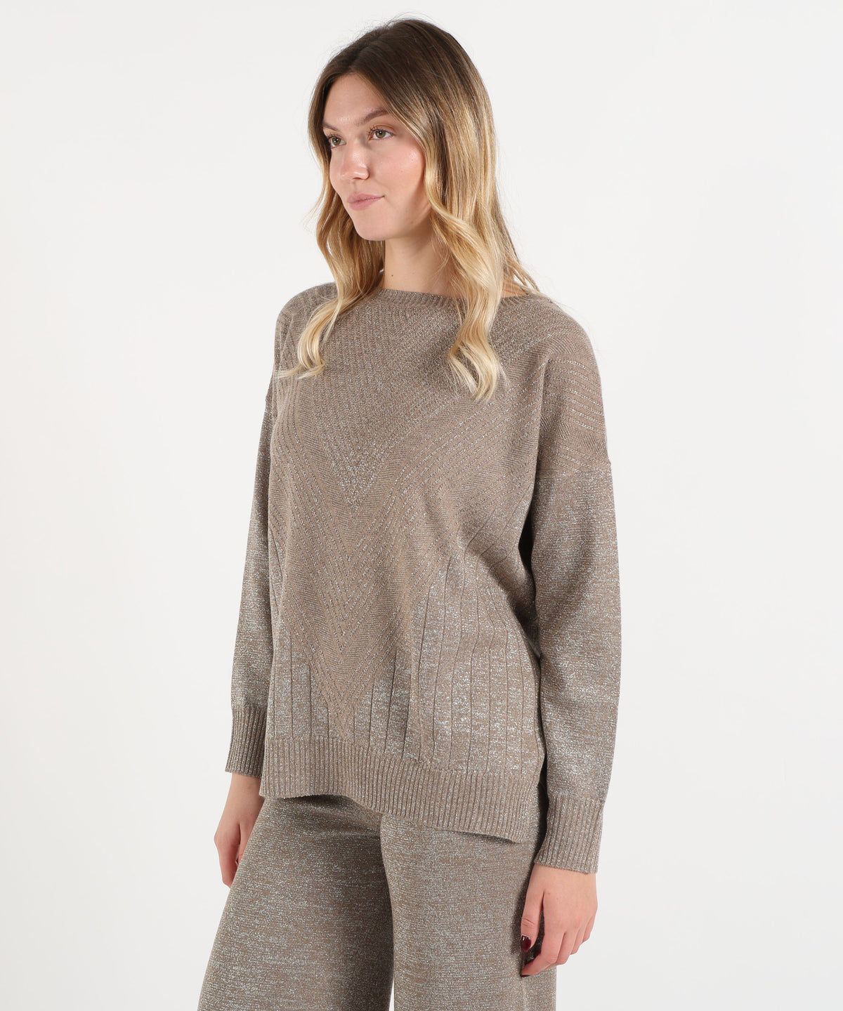 Maglie D.EXTERIOR Maglia lunga in lana Fango | D.EXTERIOR
