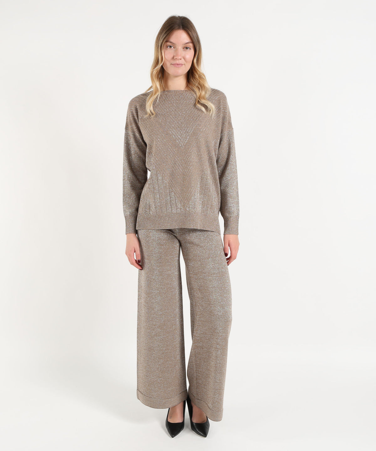 Maglie D.EXTERIOR Maglia lunga in lana Fango | D.EXTERIOR