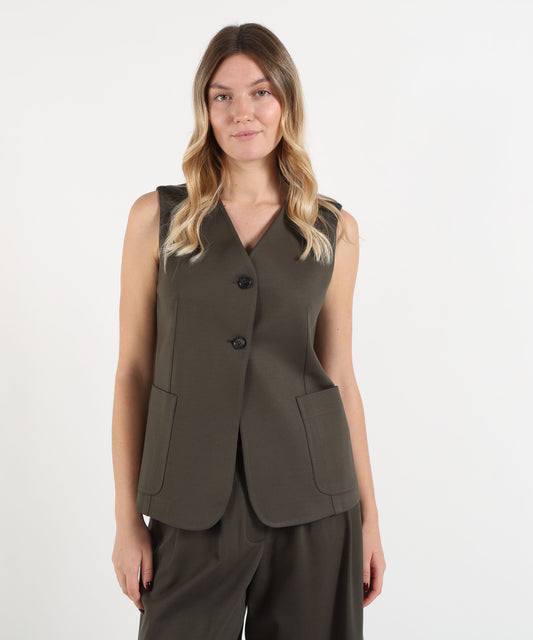 MEIMEI Gilet sartoriale Meimeij in misto viscosa monopetto con scollo a V