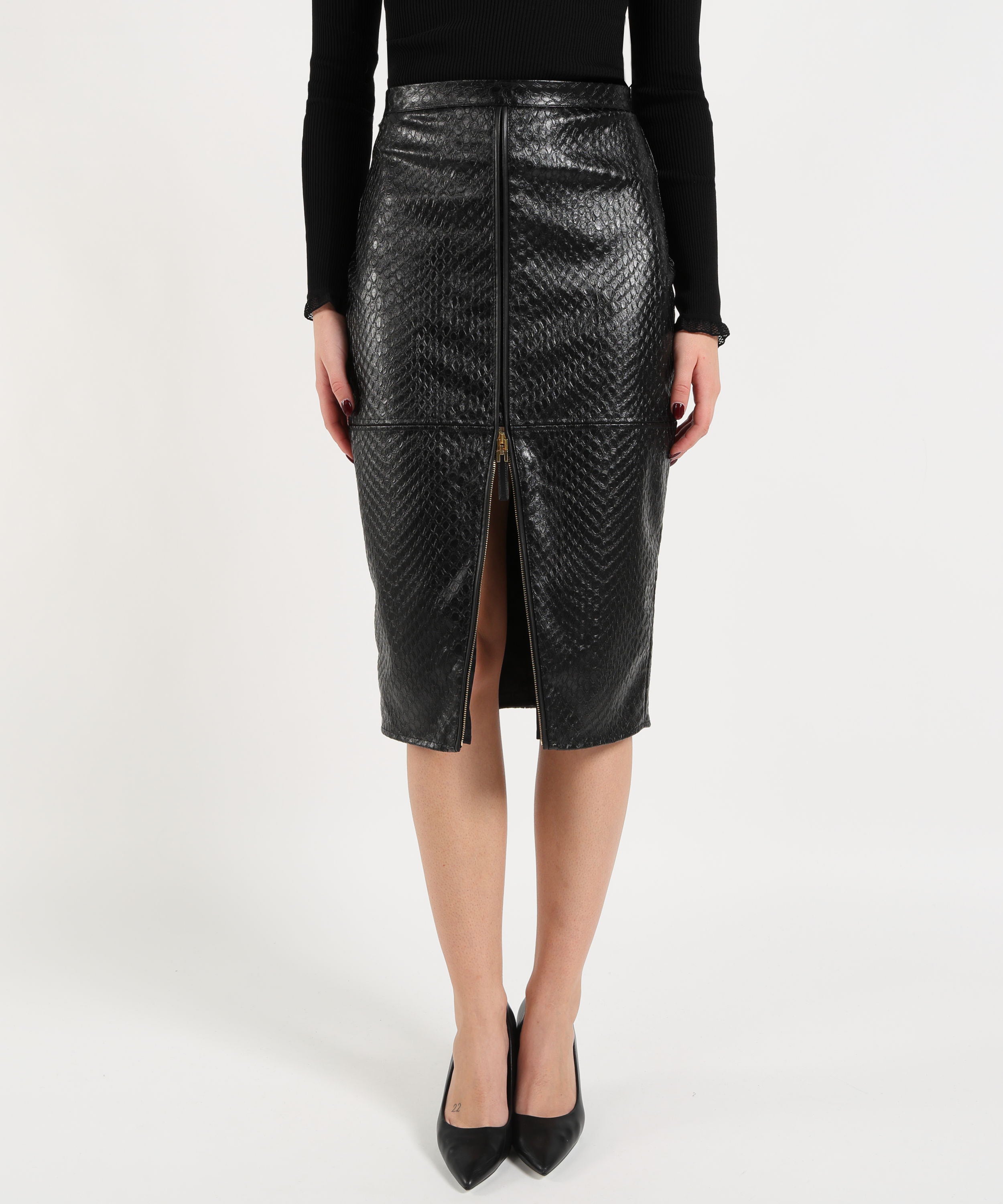 Gonne ELISABETTA FRANCHI Gonna con trama a squame Nero | ELISABETTA FRANCHI