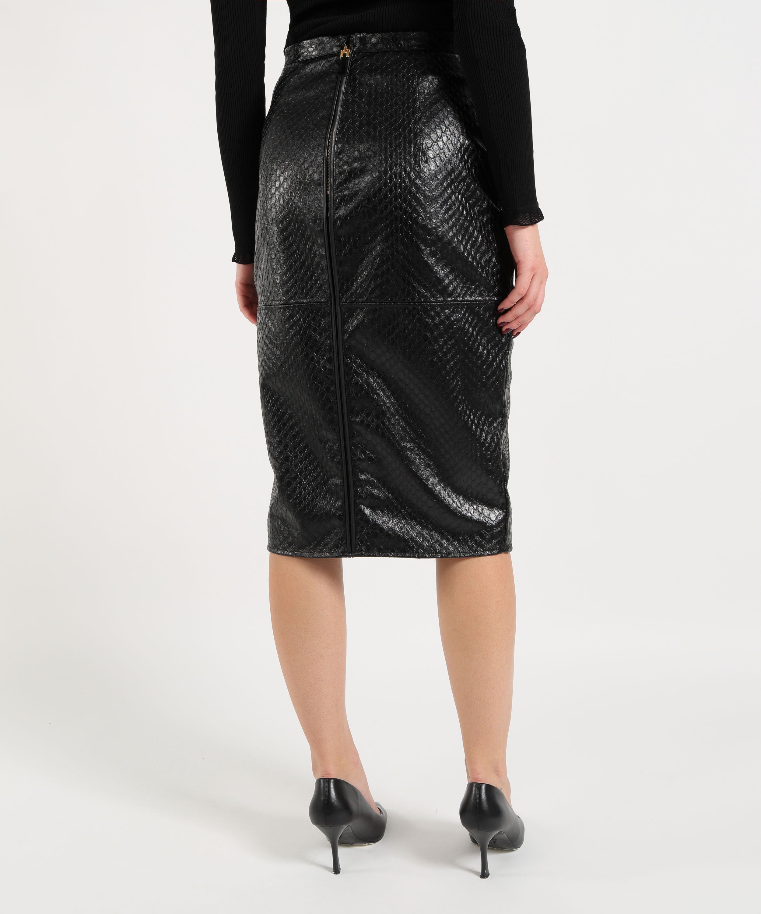 Gonne ELISABETTA FRANCHI Gonna con trama a squame Nero | ELISABETTA FRANCHI