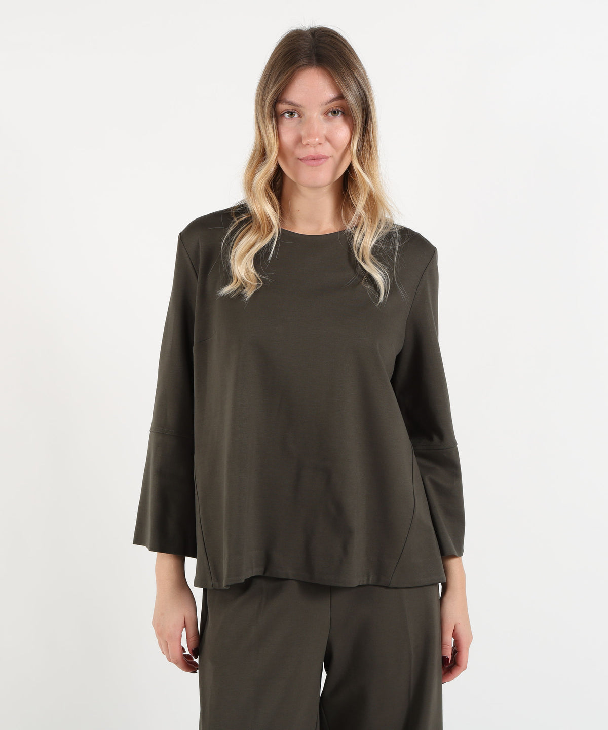 Bluse MEIMEI Top a Maniche Lunghe con Collo Tondo Testa di moro | MEIMEI