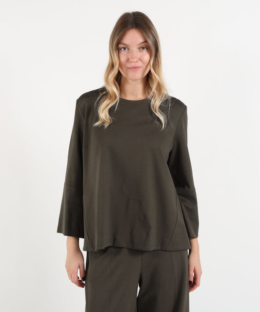Bluse MEIMEI Top a Maniche Lunghe con Collo Tondo Testa di moro | MEIMEI