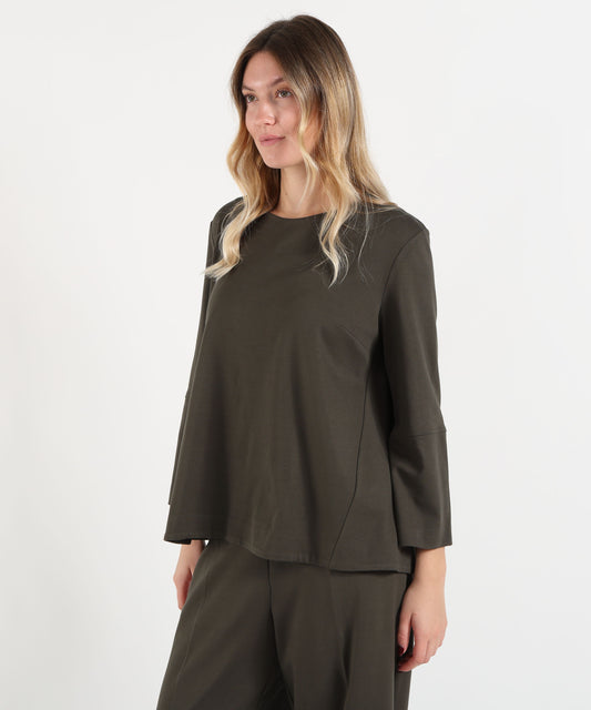 Bluse MEIMEI Top a Maniche Lunghe con Collo Tondo Testa di moro | MEIMEI