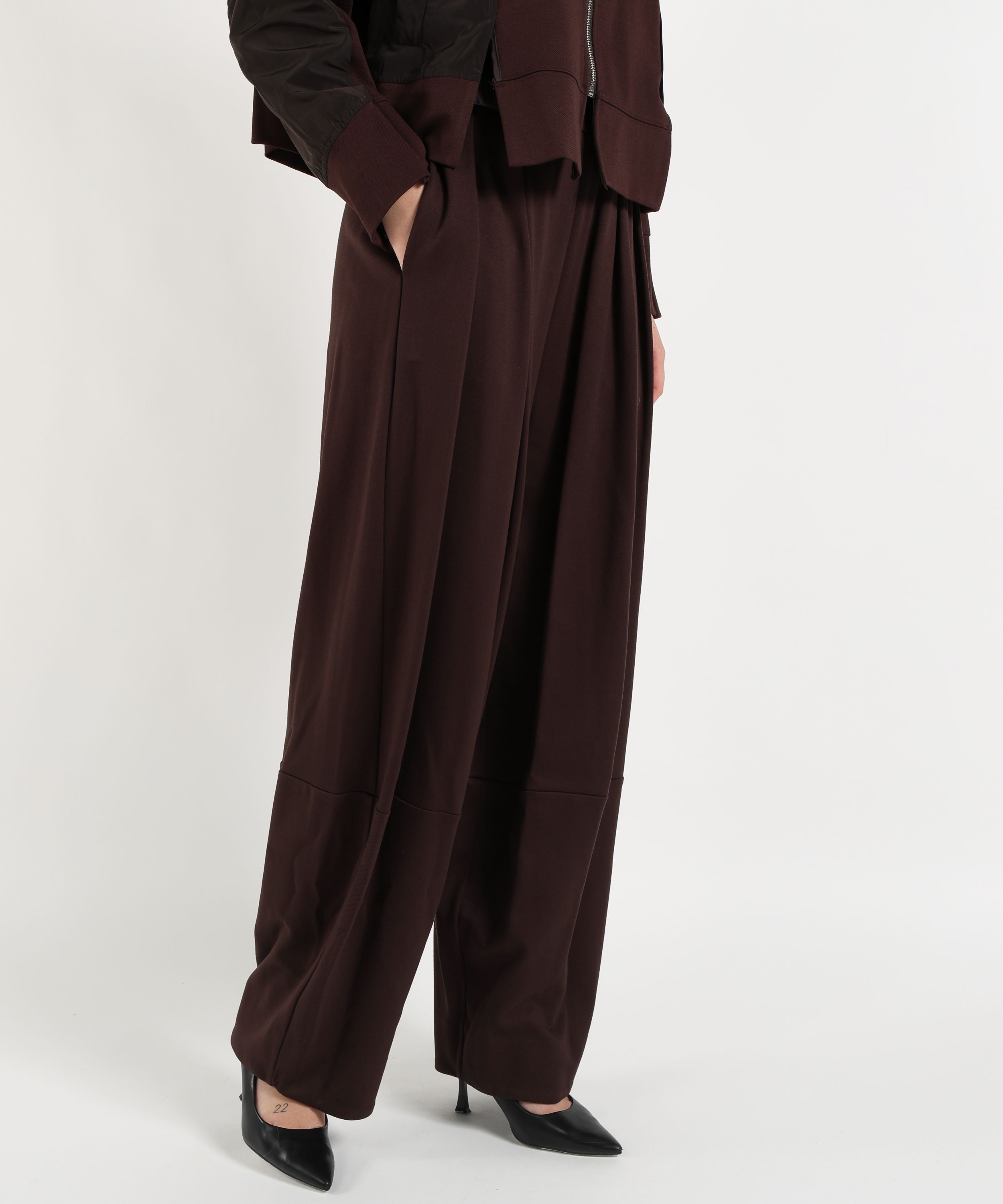 Pantaloni MEIMEI Pantaloni palazzo Meimeij in raso a gamba larga con vita media Marrone | MEIMEI