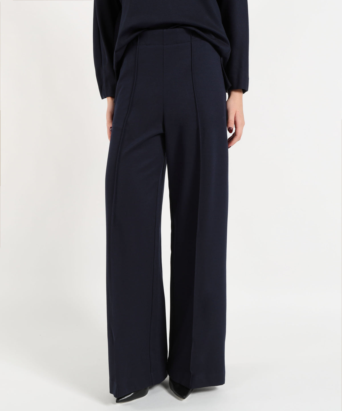 Pantaloni MEIMEI Pantaloni palazzo Meimeij in viscosa a vita alta e gamba larga Blu | MEIMEI