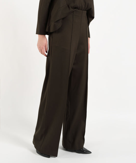 Pantaloni MEIMEI Pantaloni palazzo Meimeij in viscosa a vita alta e gamba larga Militare | MEIMEI