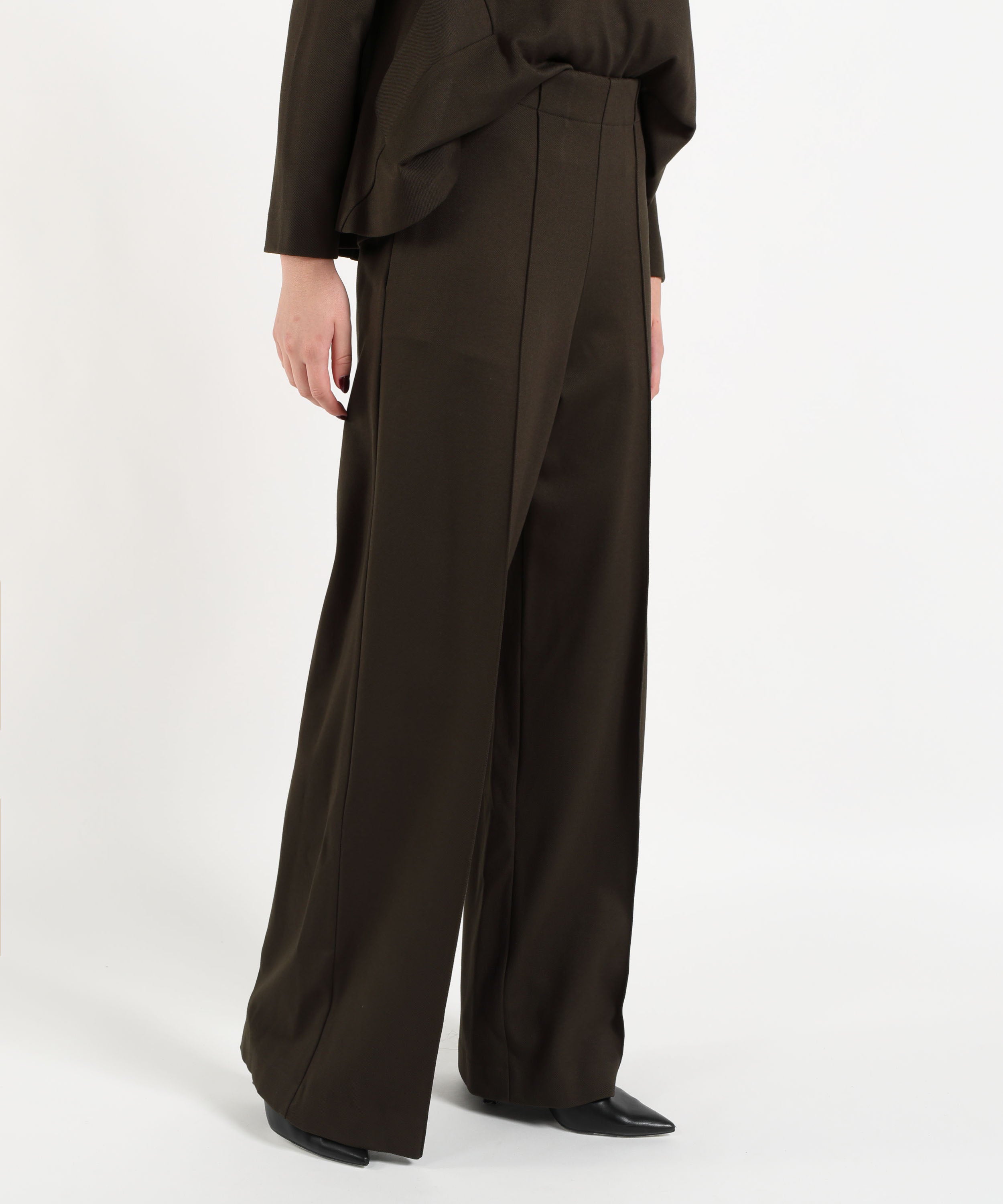 Pantaloni MEIMEI Pantaloni palazzo Meimeij in viscosa a vita alta e gamba larga Militare | MEIMEI