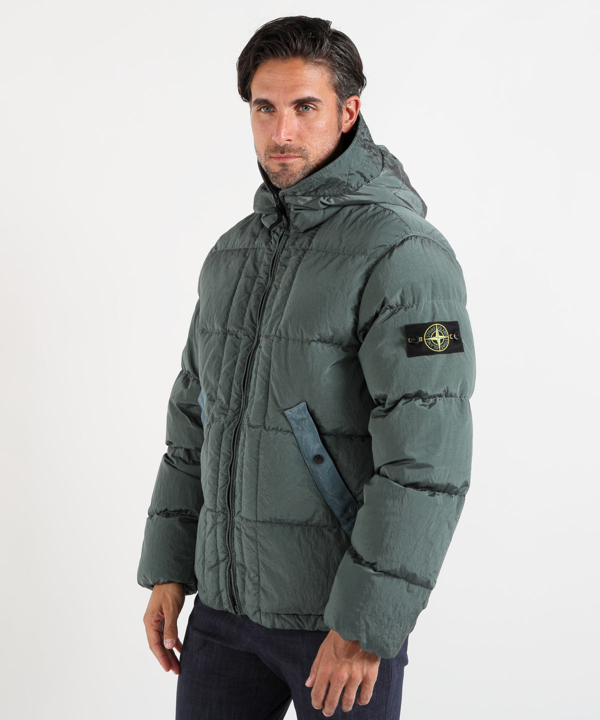 STONE ISLAND “ECONYL® Nylon Metal Hooded Down Jacket with Drawstring Hem