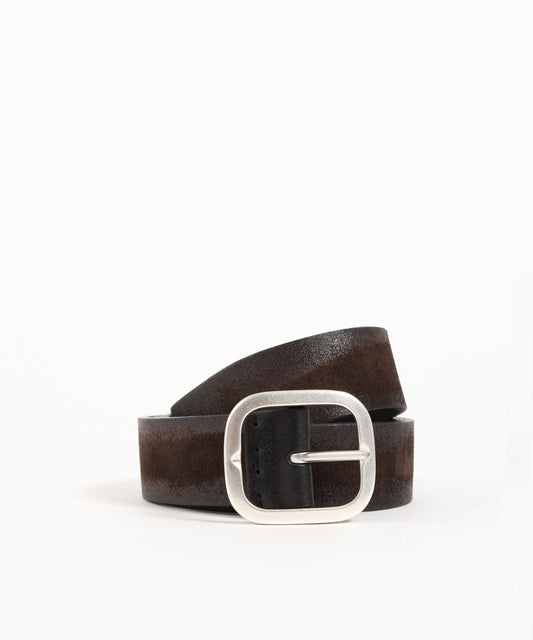 Cinture ORCIANI Cintura reversibile Cloudy Double in suede e pelle 3,5 cm Testa di moro/nero | ORCIANI