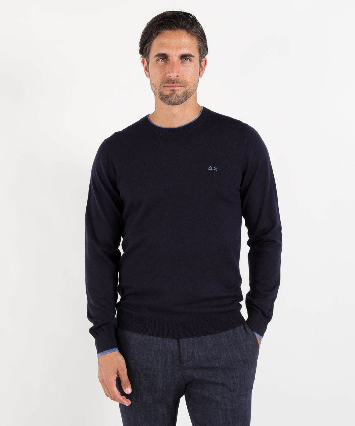 SUN 68 Maglia girocollo in cotone e lana