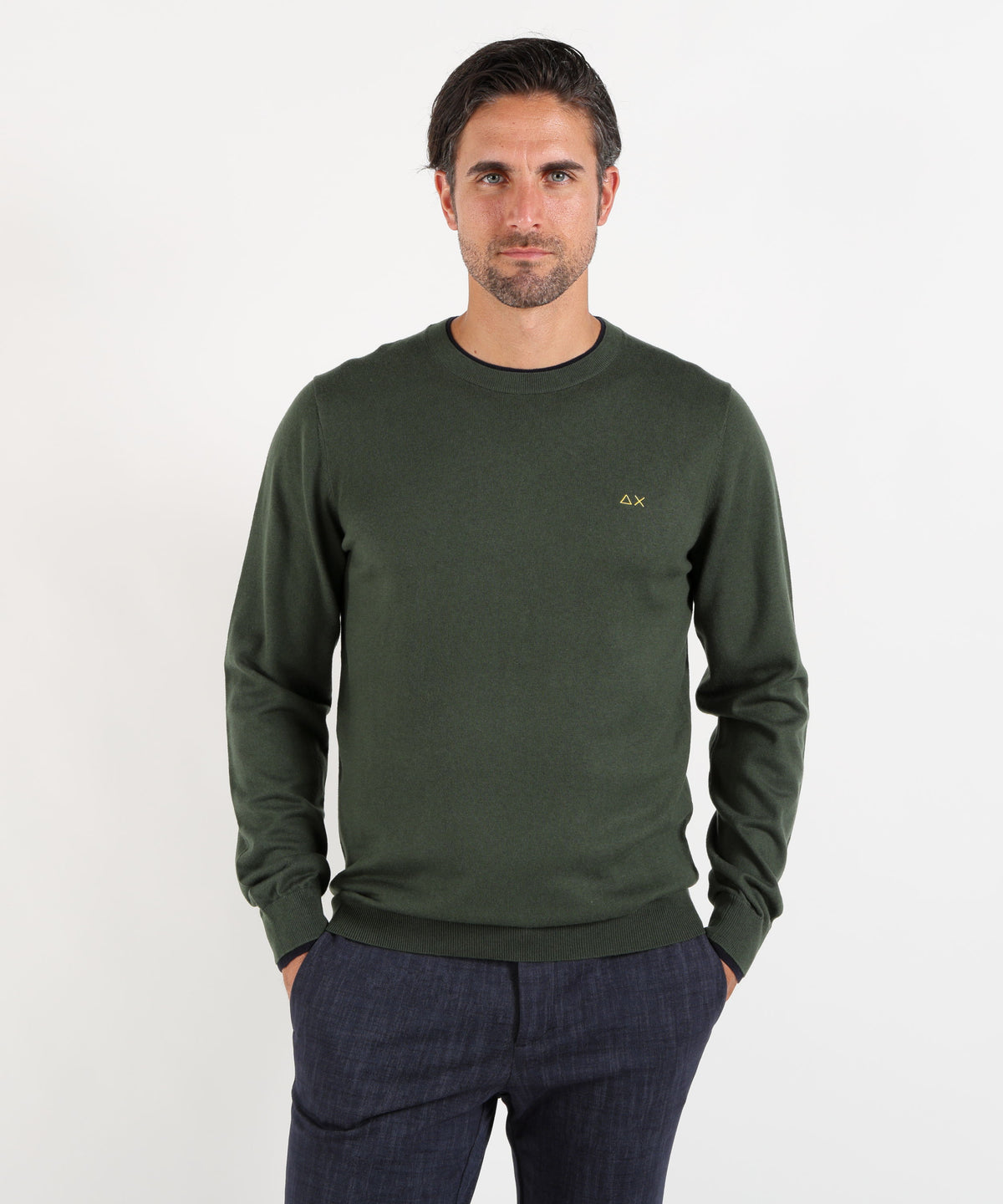 SUN 68 Maglia girocollo in cotone e lana