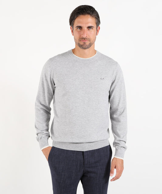 Maglie SUN 68 Maglia girocollo in cotone e lana Grigio | SUN 68