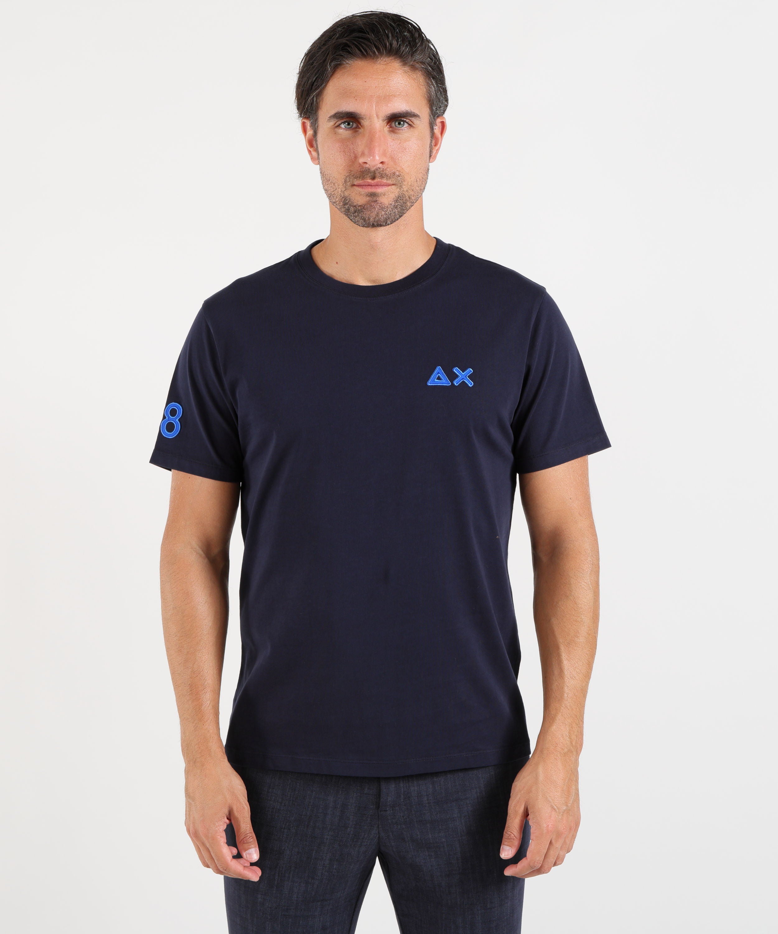 T-shirt SUN 68 T-shirt in cotone con logo fluo Blu navy | SUN 68