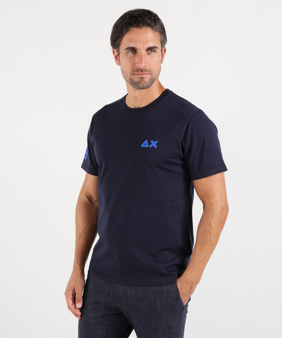 SUN 68 T-shirt in cotone con logo fluo