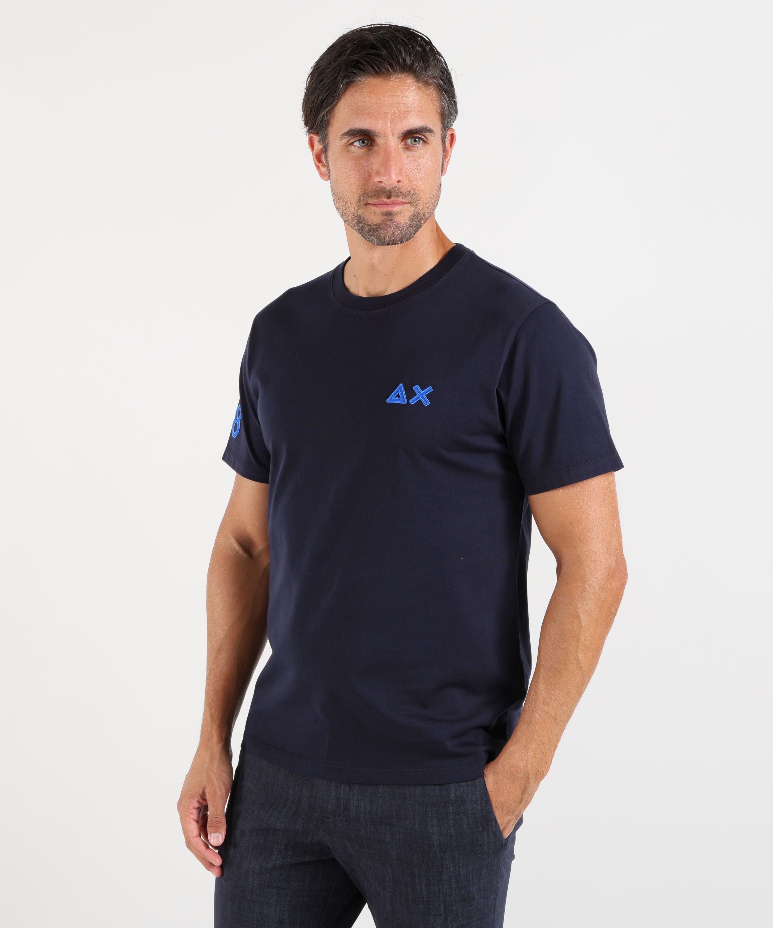 T-shirt SUN 68 T-shirt in cotone con logo fluo Blu navy | SUN 68