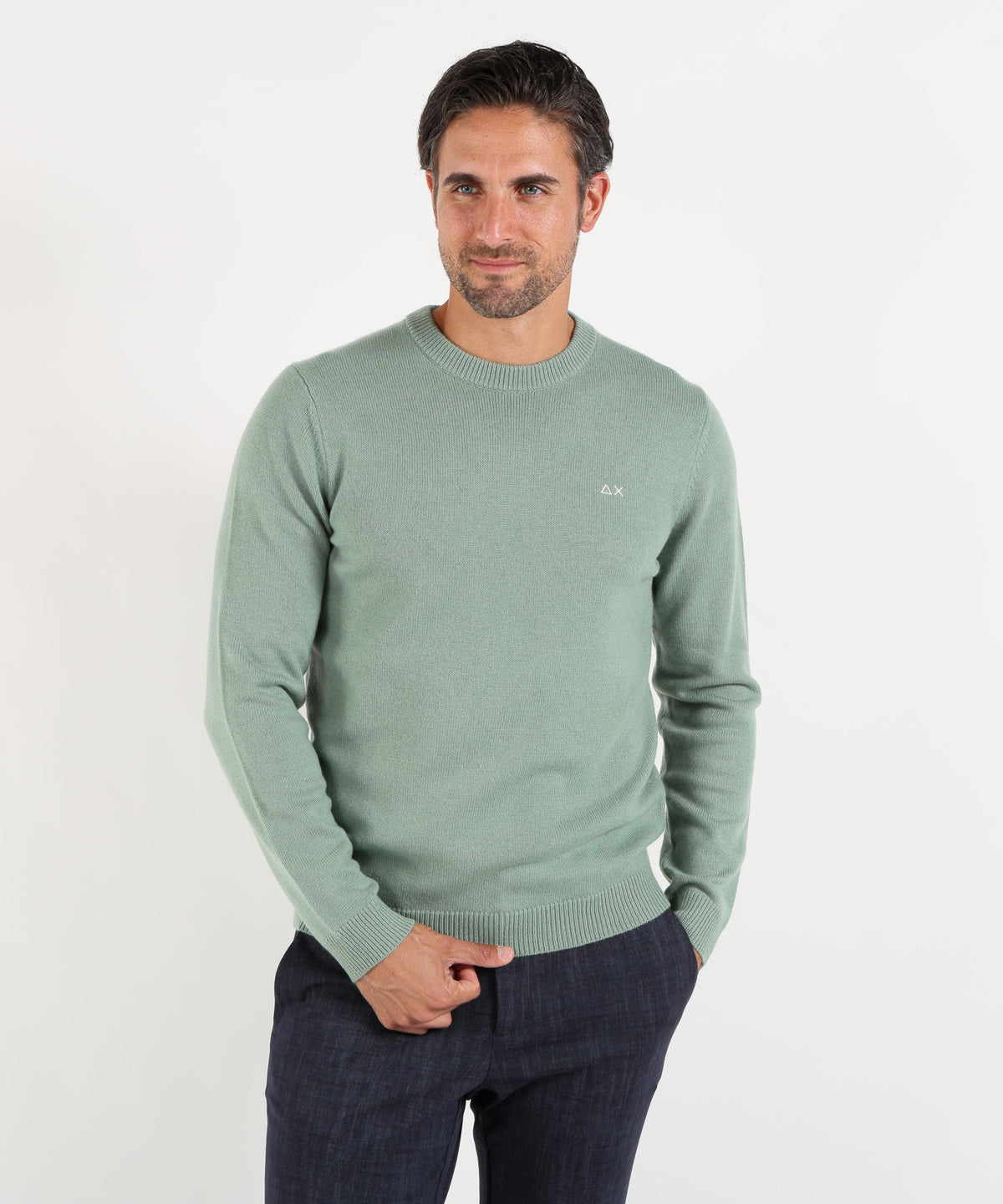 Maglie SUN 68 Maglia girocollo in lana e cashmere Verde | SUN 68