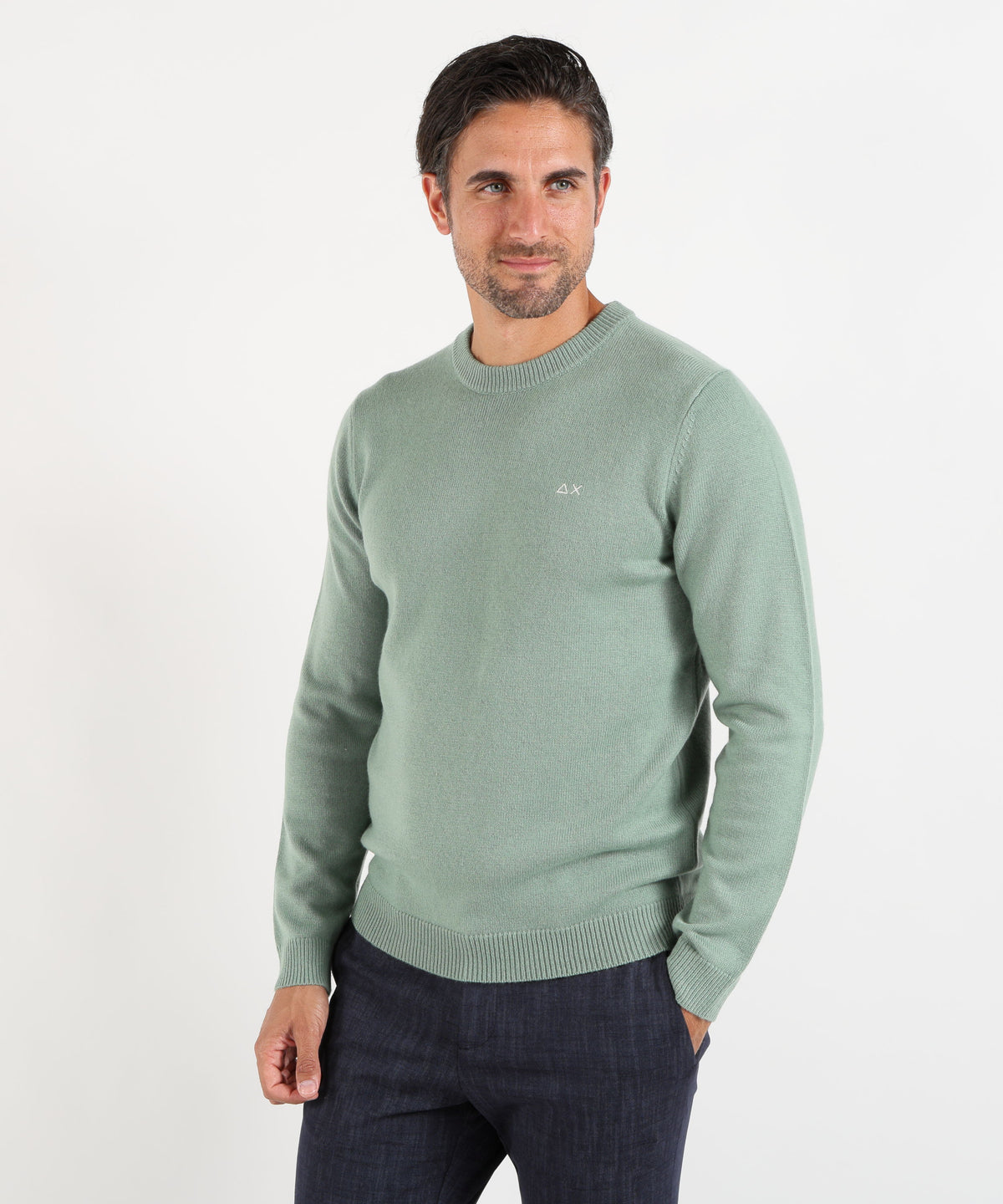 Maglie SUN 68 Maglia girocollo in lana e cashmere Verde | SUN 68