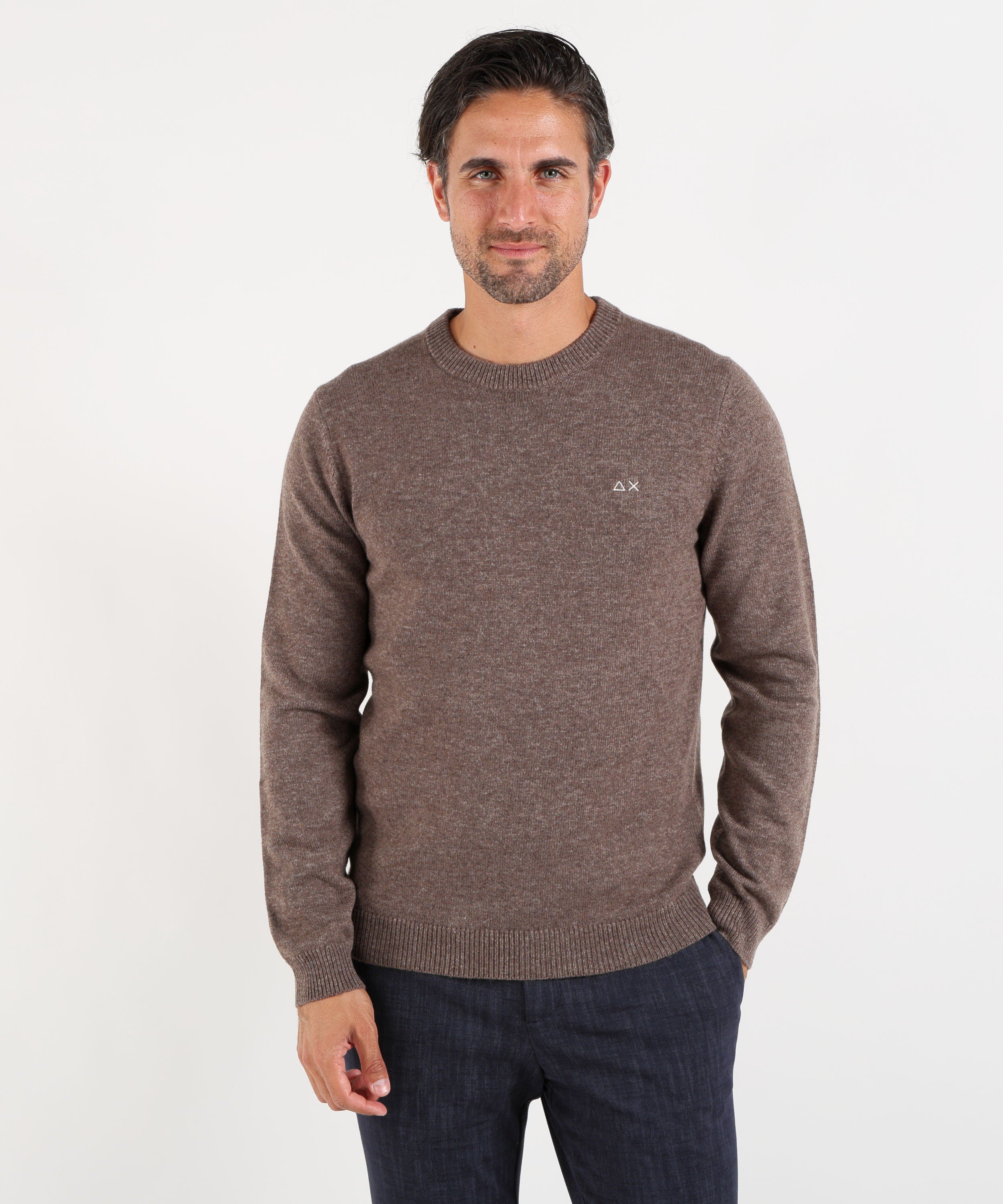 Maglie SUN 68 Maglia girocollo in lana e cashmere Tortora | SUN 68