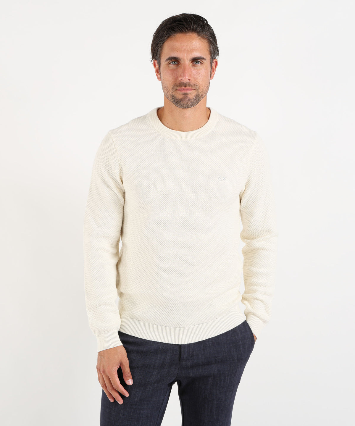 Knitwear SUN 68 Wool and Cotton Crew-Neck Sweater Bianco | SUN 68