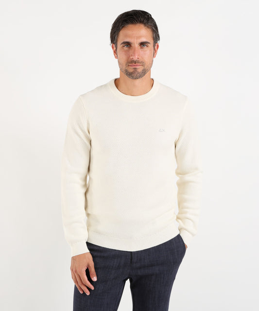 SUN 68 Maglia girocollo in lana e cotone