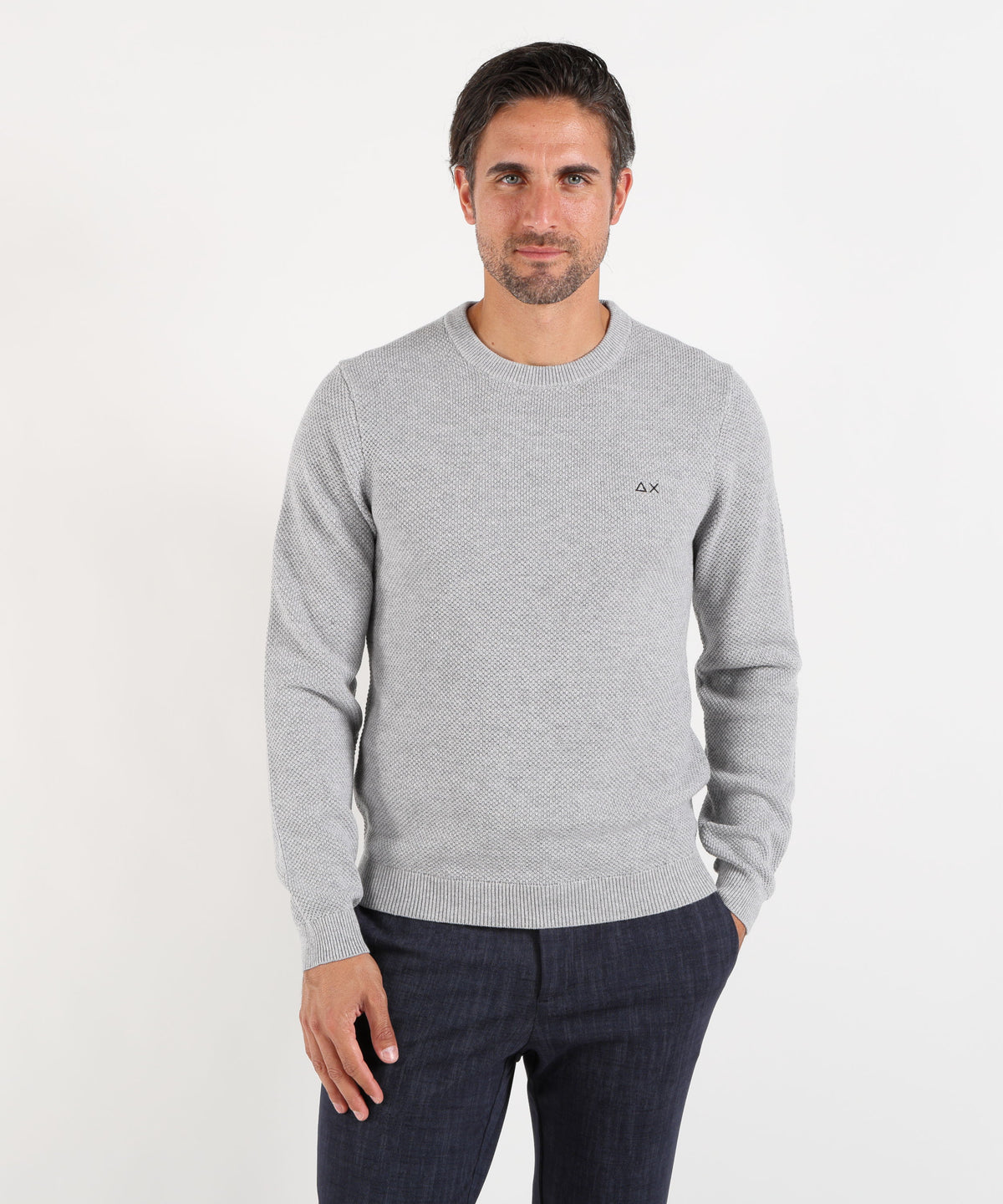 SUN 68 Maglia girocollo in lana e cotone