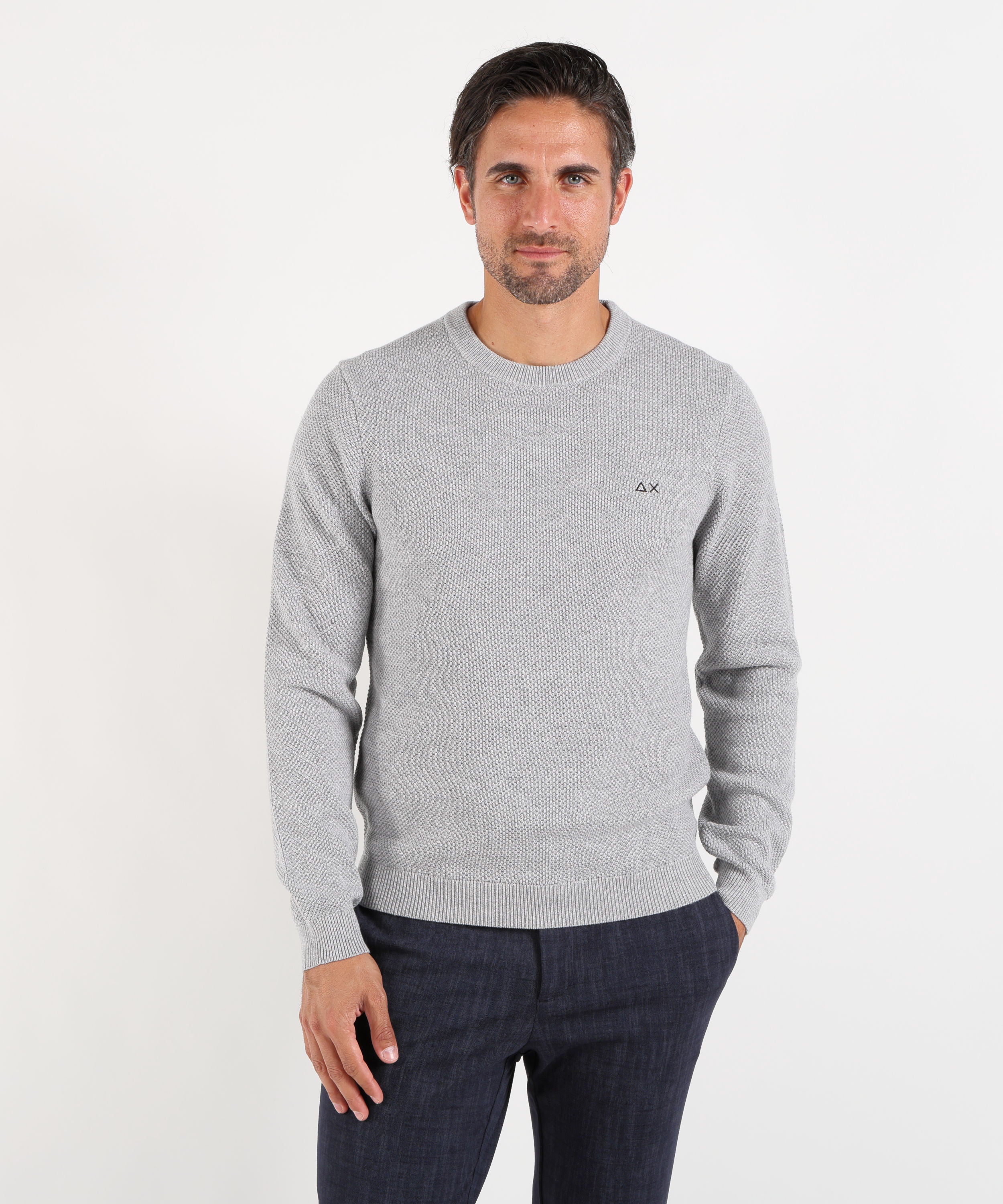 Maglie SUN 68 Maglia girocollo in lana e cotone Grigio | SUN 68