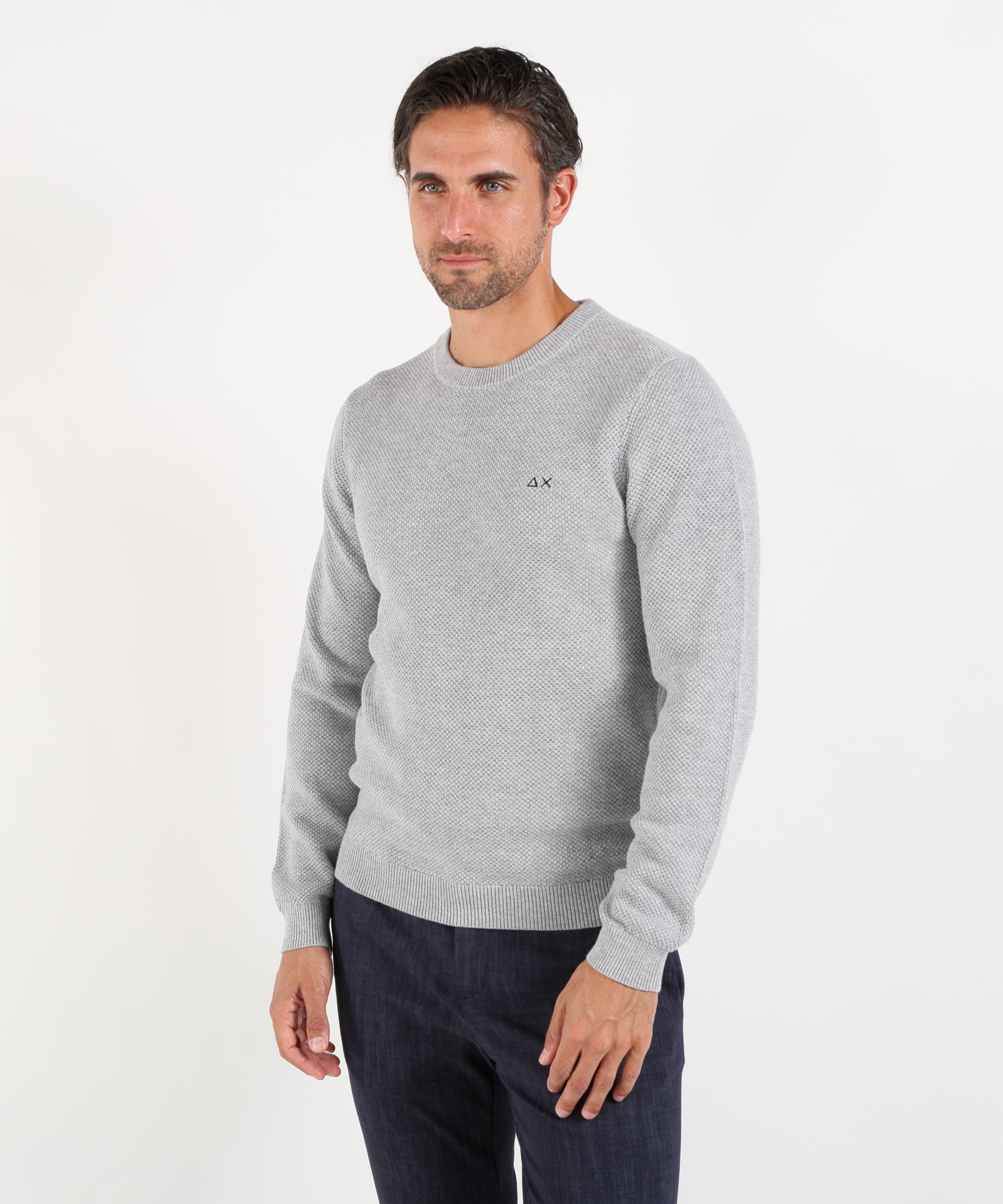 Maglie SUN 68 Maglia girocollo in lana e cotone Grigio | SUN 68