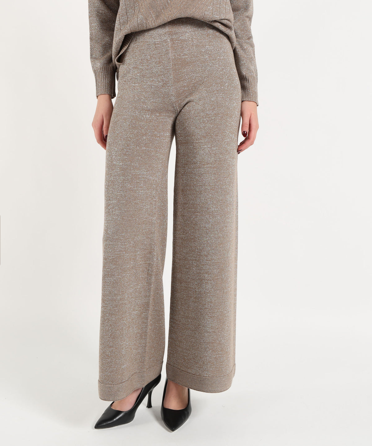 Pantaloni D.EXTERIOR Pantalone Palazzo con Vita Elasticizzata Marrone | D.EXTERIOR