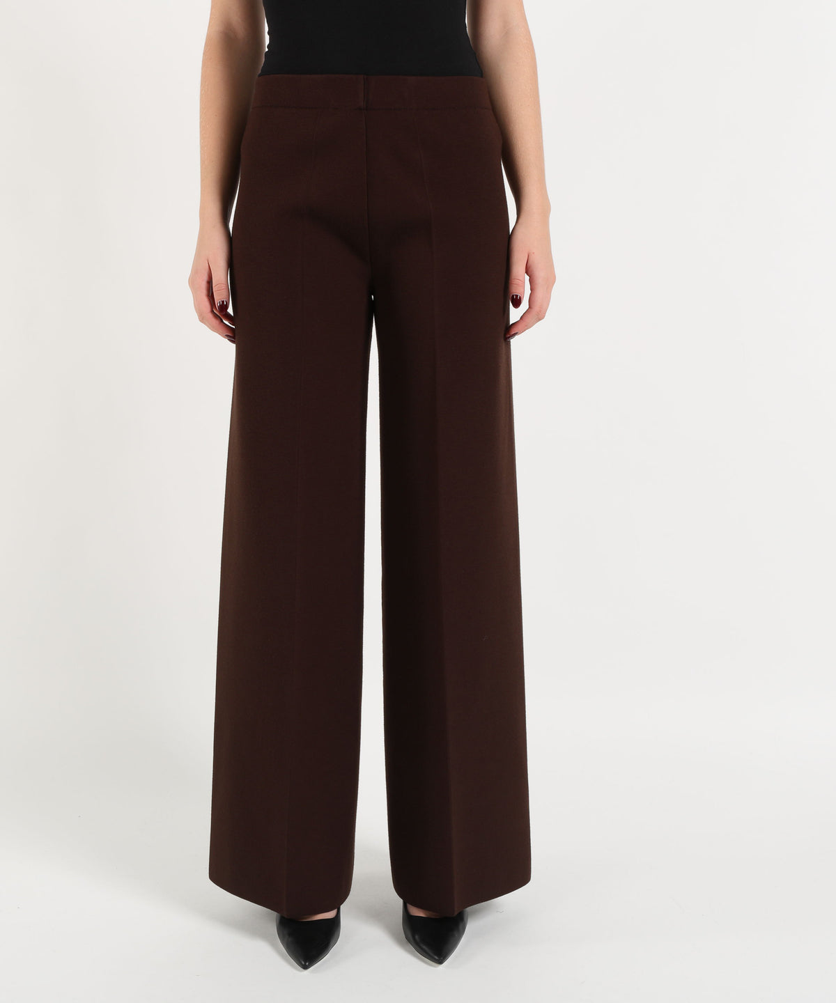 D.EXTERIOR Pantalone Palazzo Donna in Maglia con Vita Elasticizzata