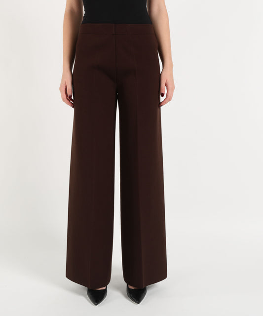Pantaloni D.EXTERIOR Pantalone Palazzo Donna in Maglia con Vita Elasticizzata Cioccolato | D.EXTERIOR