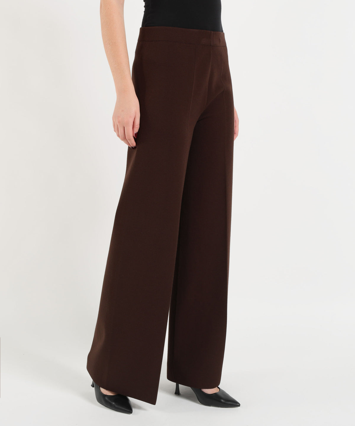 D.EXTERIOR Pantalone Palazzo Donna in Maglia con Vita Elasticizzata