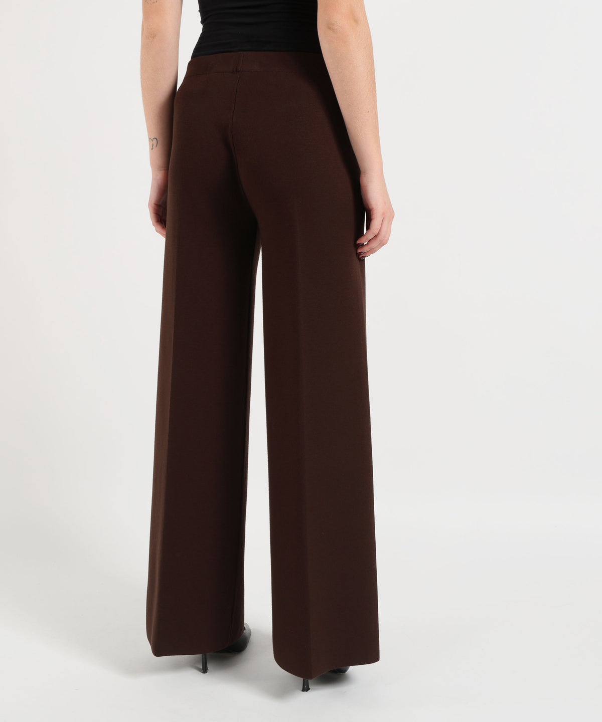 Pantaloni D.EXTERIOR Pantalone Palazzo Donna in Maglia con Vita Elasticizzata Cioccolato | D.EXTERIOR