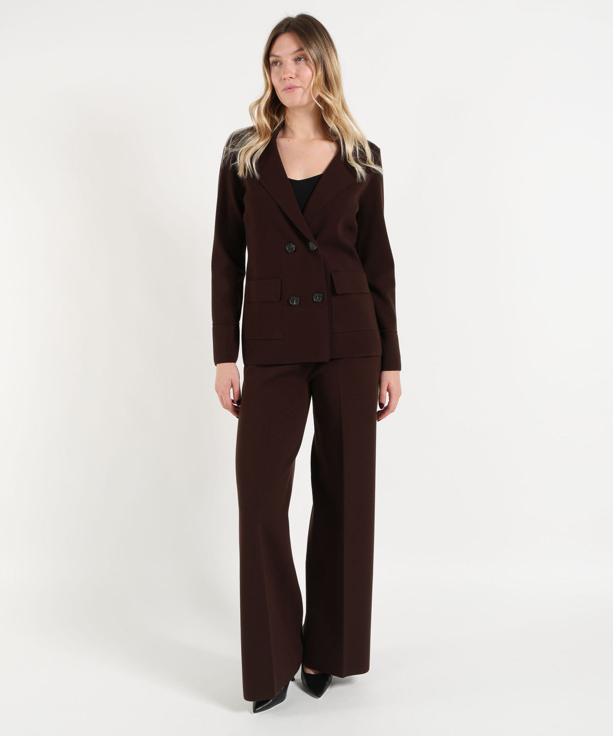 Pantaloni D.EXTERIOR Pantalone Palazzo Donna in Maglia con Vita Elasticizzata Cioccolato | D.EXTERIOR