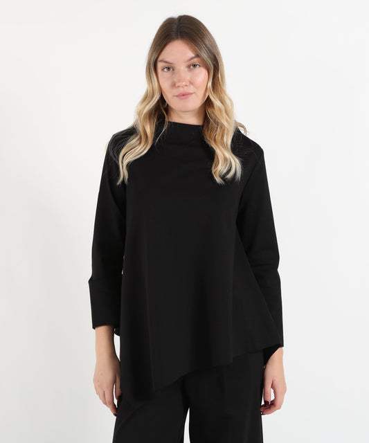 Bluse MEIMEI Blusa Lunga con Taglio Irregolare Nero | MEIMEI