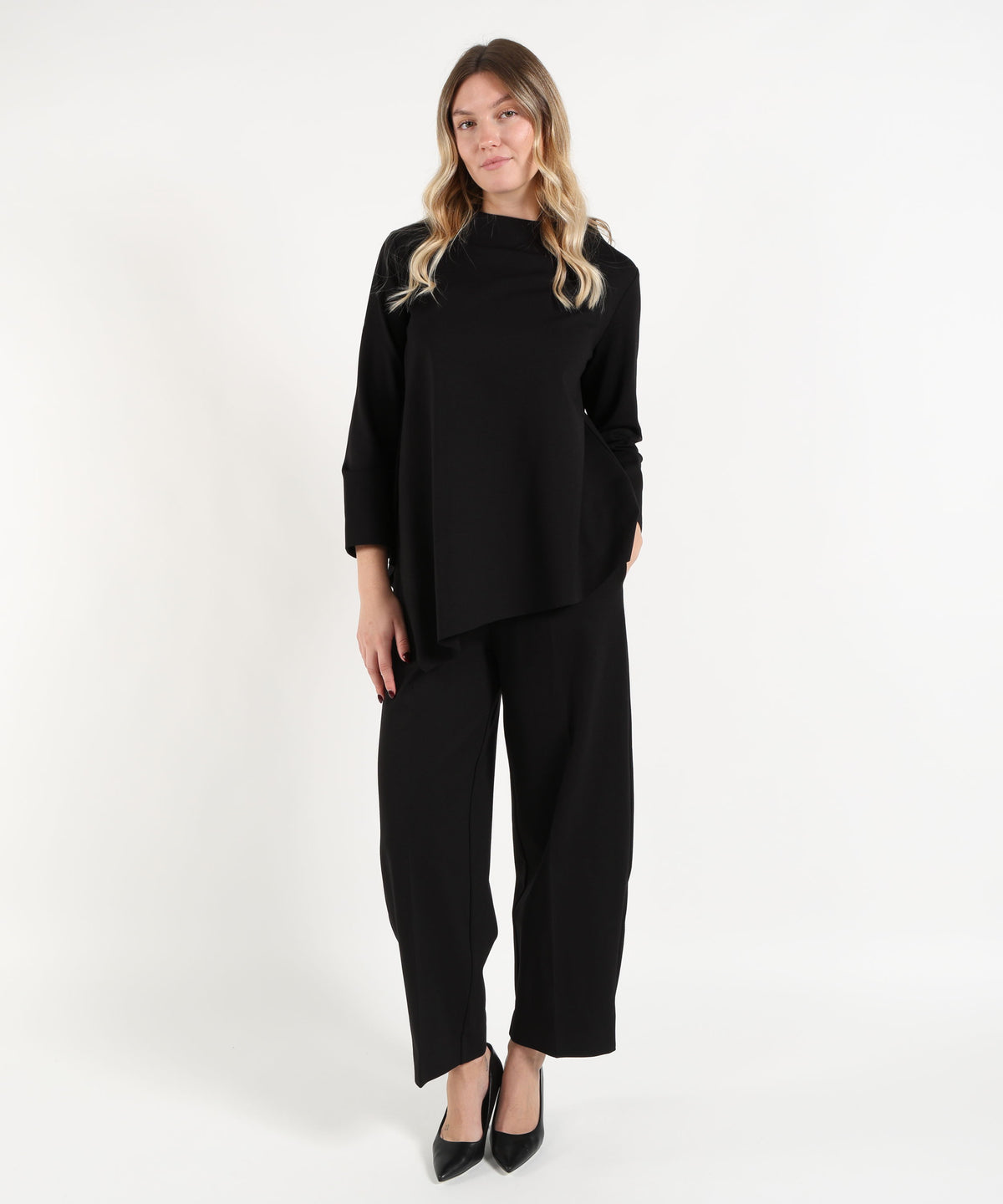 Bluse MEIMEI Blusa Lunga con Taglio Irregolare Nero | MEIMEI