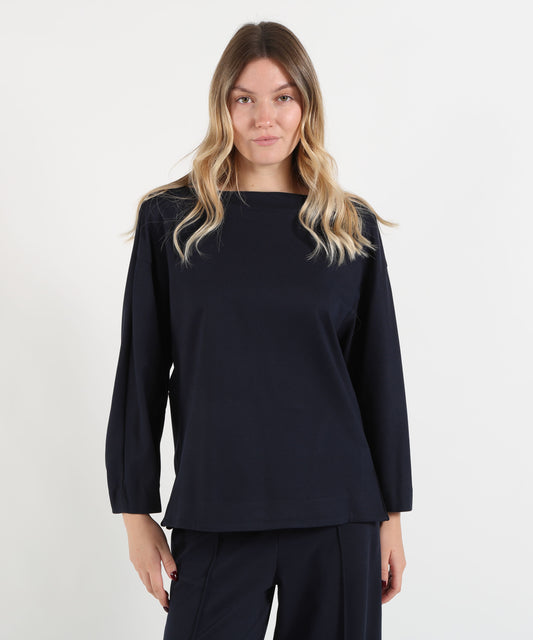 Bluse MEIMEI Blusa Donna Ampia con Scollo a Barca Blu | MEIMEI