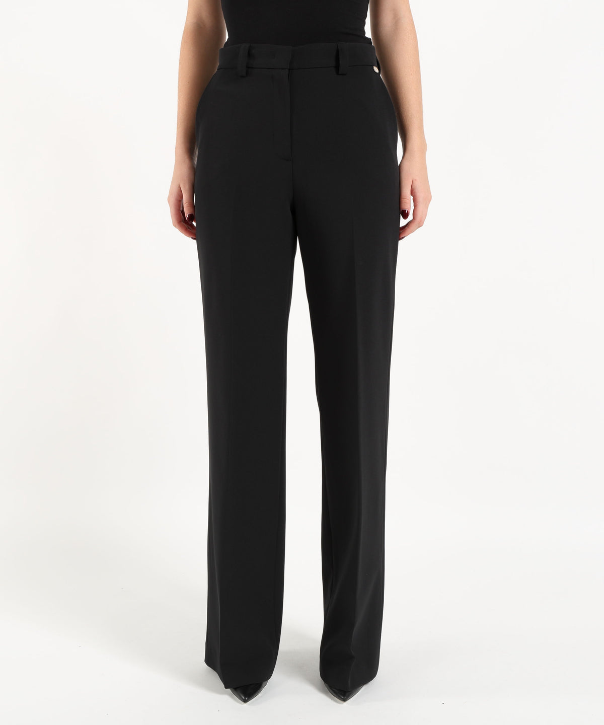 Pantaloni LIUJO BLACK Pantalone Donna a Gamba Dritta con Tasche a Filo Nero | LIUJO BLACK