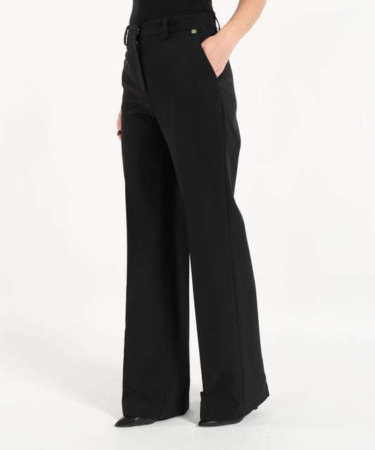Pantaloni LIUJO BLACK Pantalone Donna a Gamba Dritta con Tasche a Filo Nero | LIUJO BLACK