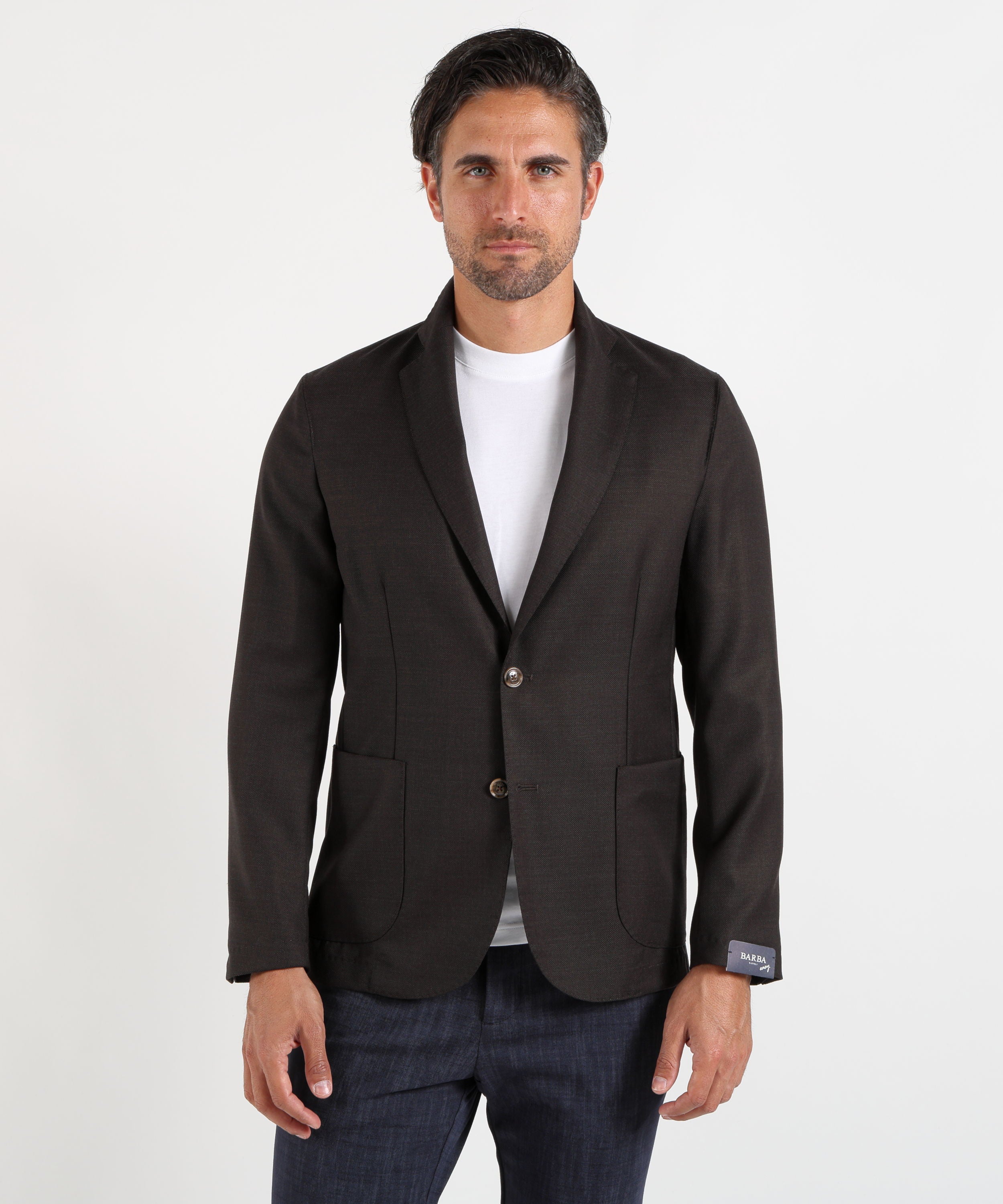 Jackets BARBA Men’s Two-Button Travel Blazer Testa di moro | BARBA