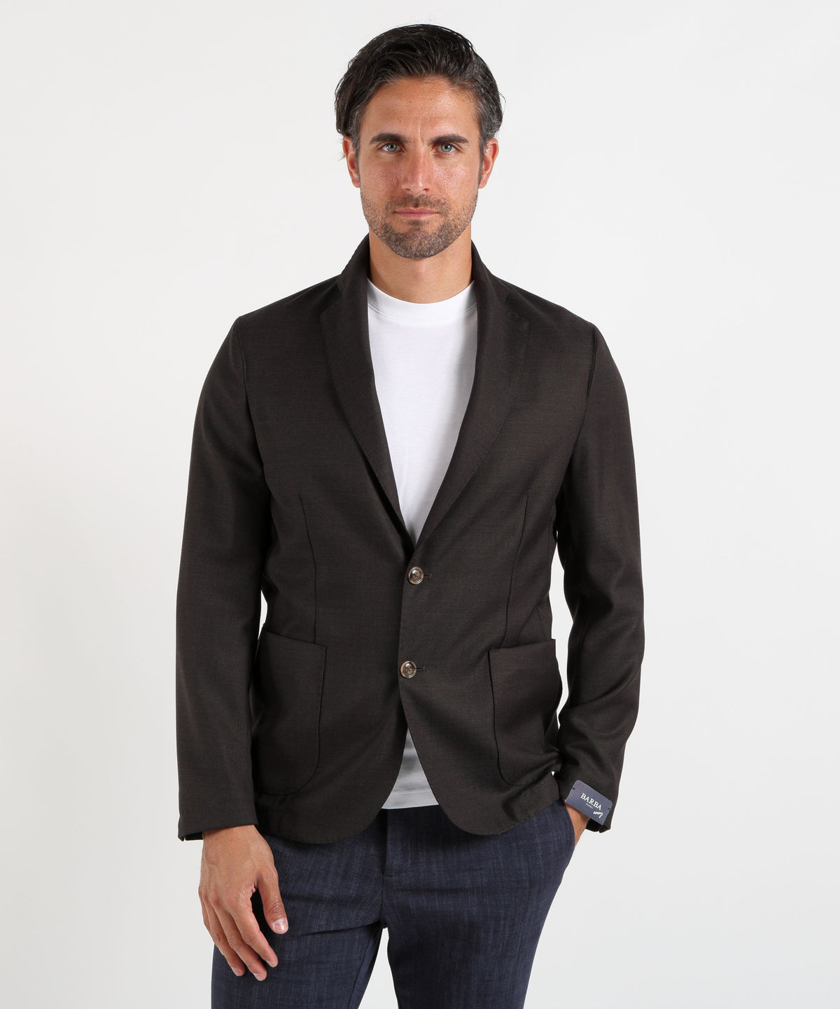 Jackets BARBA Men’s Two-Button Travel Blazer Testa di moro | BARBA