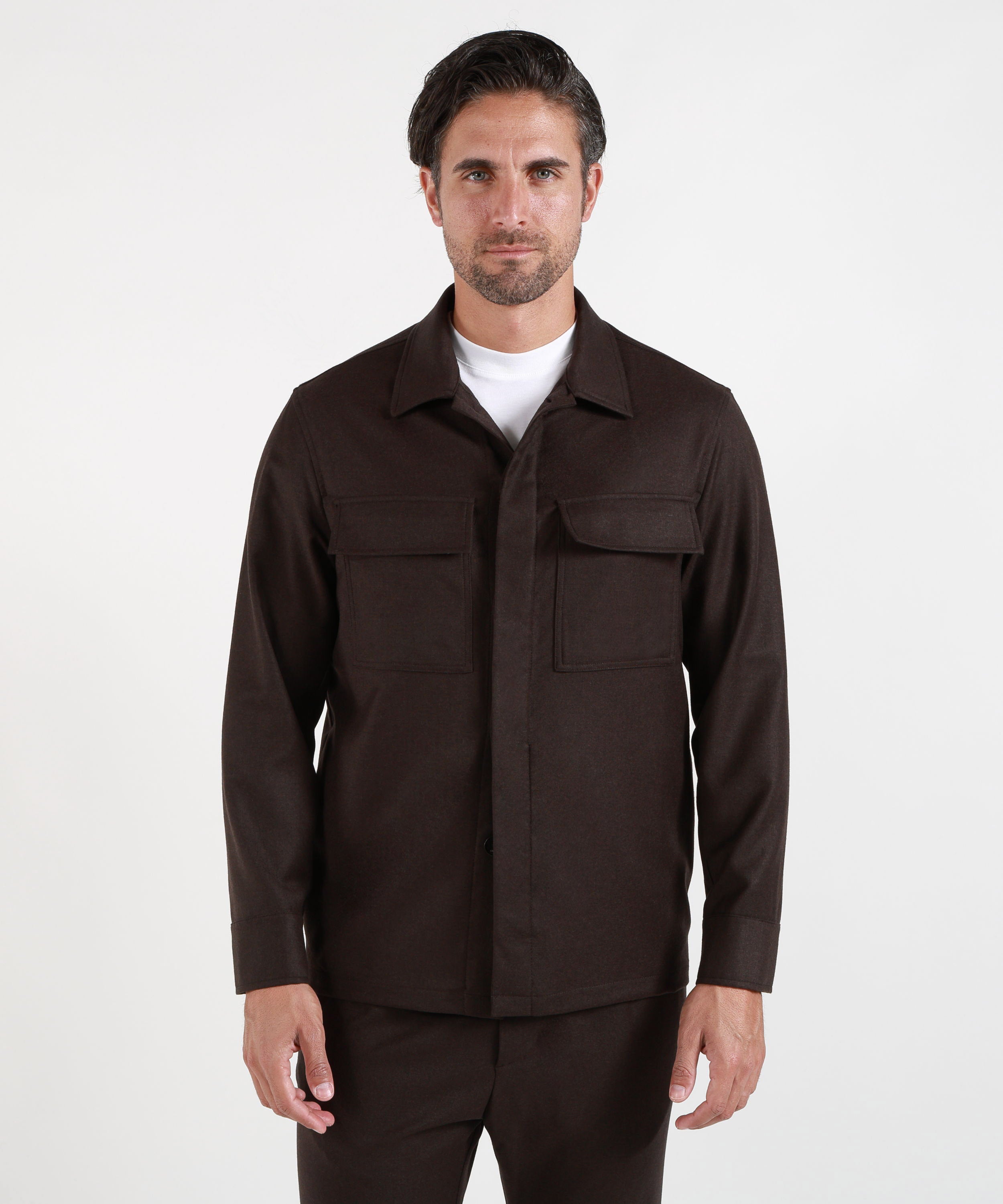 Giacche CRUNA Overshirt in flanella in panno leggero di lana vergine Moro | CRUNA