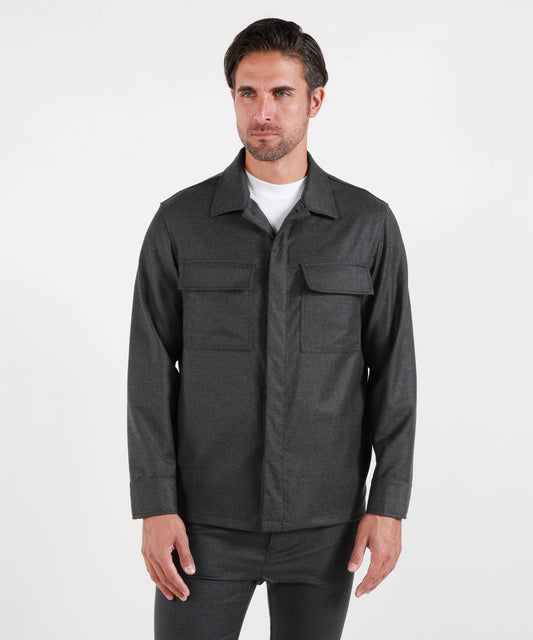 Giacche CRUNA Overshirt in flanella in panno leggero di lana vergine Antracite | CRUNA