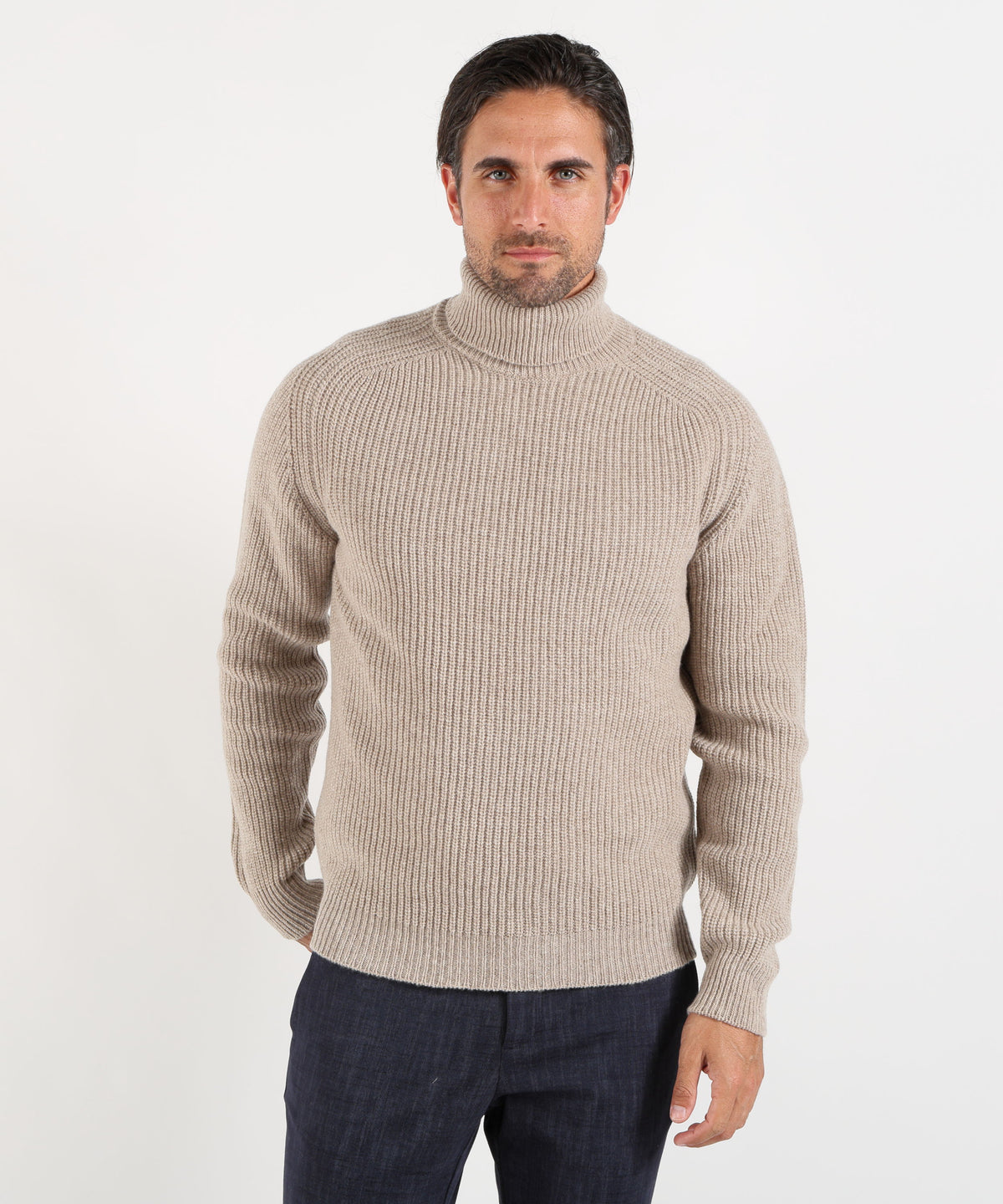 Maglie CRUNA Maglia dolcevita in lana vanisè Tortora | CRUNA