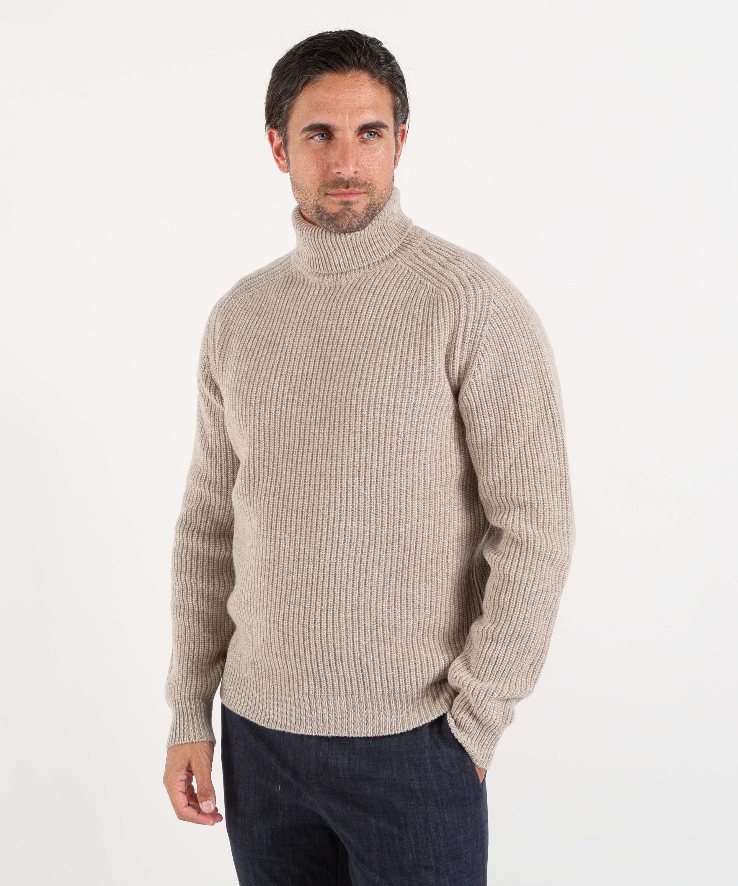 Maglie CRUNA Maglia dolcevita in lana vanisè Tortora | CRUNA