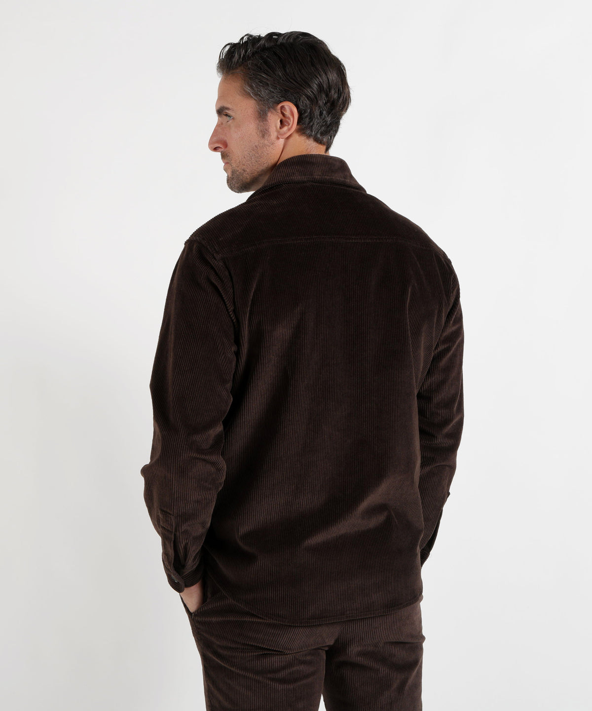 CRUNA Giacca overshirt con tasche applicate in gabardina di lana tecnica