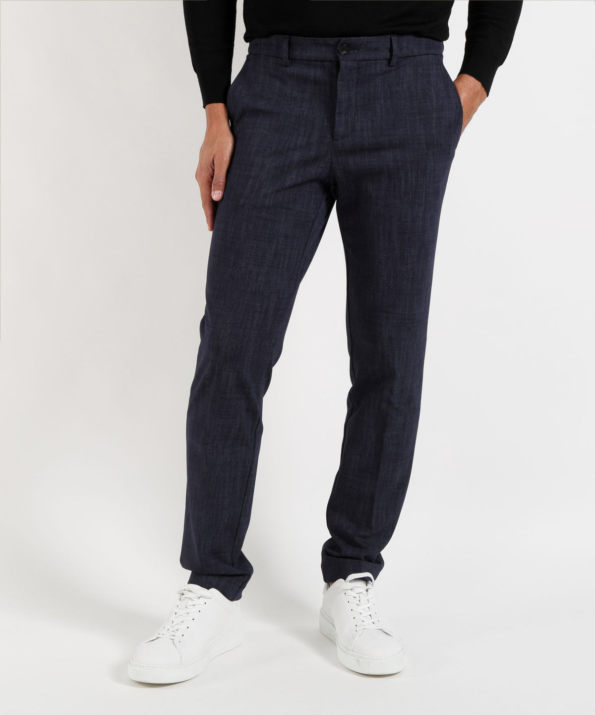 CRUNA pantaloni uomo Brera blu notte dalla linea affusolata